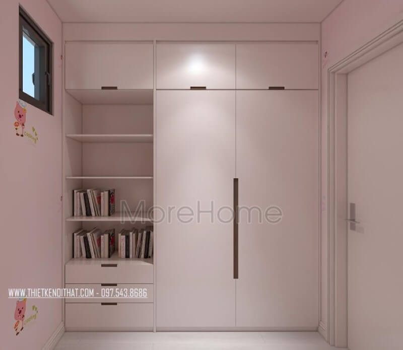 Tủ quần áo kết hợp kệ hở để sách vừa tiện dụng vừa gọn gàng cho phòng ngủ bé